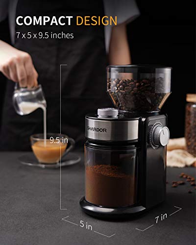 SHARDOR Electric Burr Coffee Grinder 2.0, Adjustable Burr Mill with 16 –  bullworldcoffee