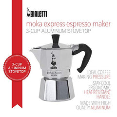Bialetti Moka Express StoveTop Coffee maker, 3-Cup, Aluminum Silver