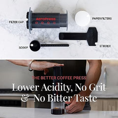 Aeropress Original Coffee Press – 3 in 1 brew method combines French Press, Pourover, Espresso - Full bodied, smooth without grit, bitterness
