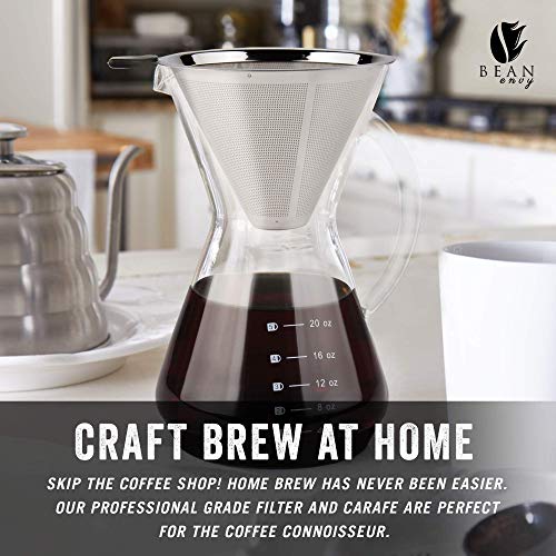 Bean Envy Pour over Coffee Maker - 5 Cup Borosilicate Glass Carafe
