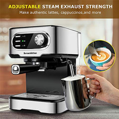 Espresso Machine 15 Bar Coffee Machine With Foaming Milk Frother Wand, 1450W High Performance No-Leaking 1.25 Liters Removable Water Tank Coffee Maker For Espresso, Cappuccino, Latte, Machiato, For Home Barista-BZ-US-CM