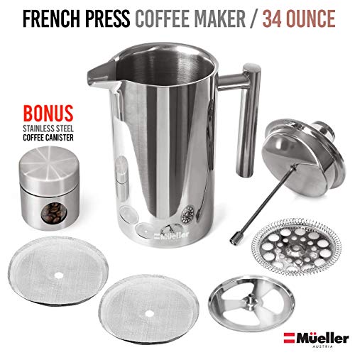 50 Oz Stainless Steel French Press Coffee Maker Double-Layer Vacuum Filter  Pot