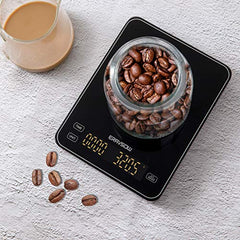 ERAVSOW Coffee Scale with Timer,USB Rechargeable Pour Over Coffee Scale with 3kg/0.1g High Precision,LED Display and Tempered Glass.(USB Cable and Batteries Included)